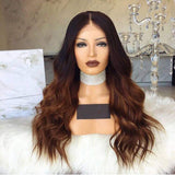 Ombre Brown Wig Dark Roots Glueless Lace Front Wig With Baby Hair Heat Resistant Hair 24Inch Synthetic Wigs For Black Women