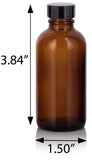 2 oz Amber Glass Boston Round Bottle with Black Phenolic Cone Lined Caps (6 Pack) + Travel Bag and Funnel