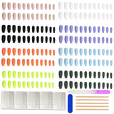 Morily 192pcs 8 Pure Color Fake Nails Matte Ballerina Long Coffin Long Coffin Clear Party Press on Nail False Tips Artificial Finger Manicure for Women and Girls