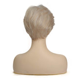 Baruisi Short Blonde Wigs for Women Natural Synthetic Pixie Wig with Bangs Heat Resistant Cosplay Hair Wig with Wig Cap