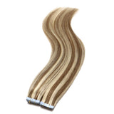14 Inch 30g Tape in Remy Human Hair Extensions Thin Highlight #12/613 Golden Brown Mix Bleach Blonde Long Straight Glue in Hairpieces Seamless Skin Weft with Invisible Double Sided Tape 20pc/pack