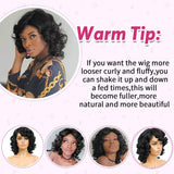 Short Curly Wig with Bangs for Black Women Afro Short Wig Big Bouncy Fluffy Kinky Curly Wig Heat Resist Soft Synthetic Short Curly Afro Wig Black Color