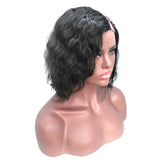 Doren U Part Wig for Black Women 150% Density Human Hair 1x4 U Opening Size Left Part Short Curly Wigs Brazilian Hair Natural Black 8 Inch