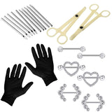 Body Ring Kit - WZPB Body Piercing Kit 6 Pieces Body Piercing Rings Piercing Jewelry Barbell Heart Curved Shape Rings Stainless Steel Tongue Ring Barbell Body Piercing Jewelry