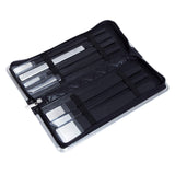 NKTM Professional Pedicure Knife Set - 7 Piece Stainless Steel Nail Care Kit with Leather Travel Case - Black
