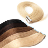40pcs Thick Tape in Hair Extensions Human Hair 100g Tape in Remy Hair Bleach Blonde 18 inch for Women Seamless Rooted Tape ins Highlighted Long Straight Hair Invisible Double Sided Tape on #613