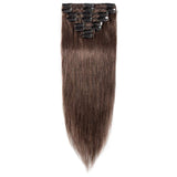 Clip in 100% Remy Human Hair Extensions 8"-24" Grade 7A Quality Full Head 8pcs 18clips Long Soft Silky Straight for Women Fashion 19" / 19 inch 100g , #4 medium brown