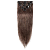 22" / 22 inch 100% Remy Human Hair Extensions Clip in #4 Medium Brown Grade 7A Quality Full Head 8pcs 18clips Long Soft Silky Straight for Women Fashion 110g