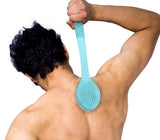 Tarrant Long-Handle Bath/Shower Body Brush and Back Scrubber with Hard Bristles for Deep Skin Cleansing and Exfoliating - Blue