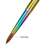 KEMEISI UV Rainbow 100% Kolinsky Sable hair Brushes Acrylic Nail Brush Professional UV GEL Nail Art Tool Round Shape for Manicure Powder Pedicure metal handle with lid #2,#4,#6,#8,#10,#12,#14 (#08)