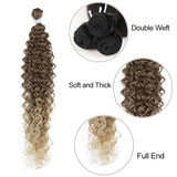 DÉBUT 3 synthetic Hair Bundles with easy Closure 29 inches 340g Deep Wave Hair Weave Hair Extension Heat Resistant (T042: Gradients Blonde)