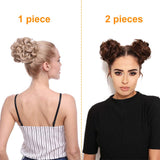 S-noilite Hair Bun Extensions Messy Wavy Curly Dish Donut Scrunchie Hairpiece Accessories Chignons Updo Ponytail Pony Tail Synthetic Hair Extension for Women/40G 1 Count Light Brown