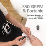 BURANO Rechargeable 35000RPM Electric Nail Drill, Portable E-File with 10 hours Long Life Battery, Nail Drills Machine Electric Grinder Tool for Acrylic Nail, Extension Gel Manicure/Pedicure