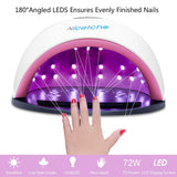 Vishine LED UV Gel Nail Lamp Set - 72W Gel Nail Dryer - Professional Curing Light 6 Gel Polish Base Top Coat Full Manicure Tools Deluxe Starter Kit #03