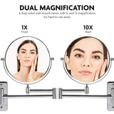 Ovente Wall Mounted Makeup Vanity Mirror 7 Inch 1X 7X Magnifier 360 Degree Extended Arm Double Sided Spinning Bathroom Decor Shaving Beauty Barber Personal Circle Large Polished Chrome MNLFW70CH1X7X