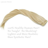Lacer #60 Platinum Blonde Wrap Around Ponytail Extension Clip in Ponytail Hair Extensions 100% Remy Human Hair Straight Ponytail Long Straight Ponytail Hair Extensions 16 Inch for Women