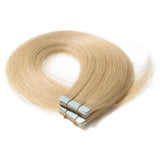 Tape in Hair Extensions Blonde 100% Remy Human Hair 12''-24'' Double Side Tape Seamless Skin Weft Rooted Tape on Natural Hair Extensions 20pcs Long Straight Silky(14 inch 60g,#613 Bleach Blonde)