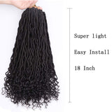 NEW Goddess Locs Crochet Hair 18 Inch River Fauxs Locs Wavy Crochet With Curly Hair In Middle And Ends passion twist Synthetic Braiding Hair Extension (1B)