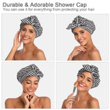 Shower Cap for Women, Large Shower Cap for Long Hair Cute Reusable Shower Caps Waterproof with Terry Lined