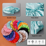 Satin Bonnet for Women, Double-Layered Satin Sleep Bonnet,Fruit Green Satin Night Cap for Sleeping,with Premium Elastic Band