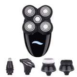 Rechargeable Electric Rotary Razor Bald Head Shavers for Men, 5 in 1 Multifunctional Dry and Wet Grooming Kit with Beard Trimmer Hair Clippers Nose Hair Trimmer Facial Cleansing Brush
