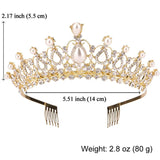 Sppry Women Tiara with Comb - Pearl Crystal Crown for Bridal Queen Princess Girls at Wedding Birthday Pageant (Gold)