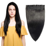 100% Remy Clip in Human Hair Extensions #1 Jet Black 16-22inch Natural Hair Grade 7A Quality 3/4 Full Head 1 Piece 5 Clips Long Thick Soft Silky Straight for Women Beauty 18" / 18 inch 90g