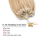 Loop Remy Hair Extensions Silicone Micro Ring Beads Stick Tipped Hair Fish Line Link Hairpieces Hand Tied 1g/Strand 50 Strands 50g Highlight 22 Inch #18/613 Light Ash Blonde mix Bleach Blonde