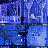 Hanging Window Curtain Lights 9.8 Feet Dimmable, Connectable with 300 Led, Remote