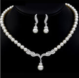 Pearls Bridal Bridesmaid Necklace Earrings Crystal Rhinestone Jewelry Set Wedding Veil J3