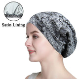 Satin Sleeping Cap for Curly Hair Women, Floral Hair Cover Bonnet Stay All Night