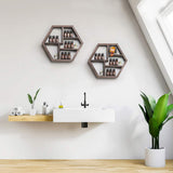 LIANTRAL Essential Oil Storage, Wall Mounted Floating Honeycomb Display Shelves Rack for Essential Oils & Nail Polish, 2 Packs