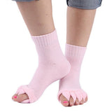 1 Pair Yoga GYM Massage Five Toe Separator Socks Foot Alignment Pain Relief Hot/Pink