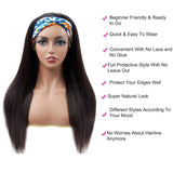 VIVIBABI Headband Wigs Human Hair for Black Women 10A Straight Brazilian Remy Hair Wigs Gluess Full Head Extension Machine Made Headband Scarf Wig 180% Density Natural Color 16 Inch…