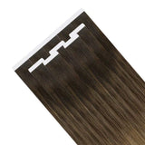 Easyouth Tape in Hair Extensions Human Hair Brown Balayage Tape in Extensions Brown and Light Brown Ombre Hair Color Tape in Skin Weft Soft Silky Straight Hair Tape on Extensions 20 Inch 50g