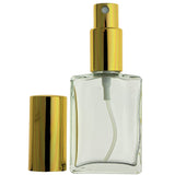 12-PIECE 1 OZ 30 ML RECTANGULAR EMPTY REFILLABLE GLASS BOTTLE WITH FINE MIST GOLD SPRAYER (Perfume Fragrance Cologne Essential Oil Atomizer)