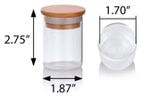 2.3 oz Premium Borosilicate Clear Glass Jars with Bamboo Silicone Sealed Lid (6 Pack)