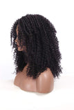 DQ Kinkys Curly Afro Lace Front Wigs Synthetic 16 Inch L Part Heat Resistant Replacement Wigs for Women, Hand Tied Natural Hairline Half Machine Made 90% Black Color Mixed 10% 99J(16 inch, Mixed 99J)