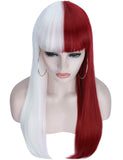 Sotica Wigs With Hair Bangs for Women Long Silky Straight Premium High Temperature Yaki Synthetic Women’s Wigs (Red White)