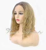 Vedar Honey Blonde Curly Wigs for Women Synthetic Lace Front Wig 12 inch Short Curly Blonde Wigs VEDAR-024-12