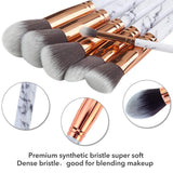 DUAIU Makeup Brushes Set Premium Synthetic Foundation Powder Concealers Blending Eye Shadows Face Make Up Brush Sets 15 Pcs Marble with Cosmetic Bag Silicone Puff