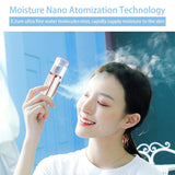 Nano Facial Mister, Double Hole Portable Facial Moisturizing Tool for Skin Care Cool Mist Nano Steamer Waterproof Handy Face Sprayer [White]