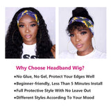 Human Hair Headband Wigs for Black Women Deep Wave Headband Wigs 150 Density Glueless Non Lace Front Wig Human Hair Wigs Deep Curly Hair Wig with Headbands No Plucking Wigs (14)