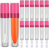 RONRONS 15 Pieces 8ml/0.27oz Round Lipstick Refillable Container with Ring Cosmetic Toiletry Empty Plastic Lip Gloss Tubes Lip Balm Bottle Lip Glaze Makeup Tool for DIY Sample Vials Liquid, Rose Red