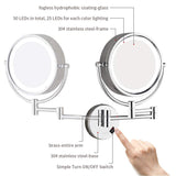 GURUN LED Lighted Wall Mount Makeup Mirror with 10x Magnification for Bathroom and Bedroom,13" Extendable Arm,Chrome Finish,Direct Wire M1809D(10x,Chrome)