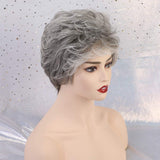BLONDDE UNICORN Ombre Short Grey Human Hair Wigs Curly Hair Wigs for Women