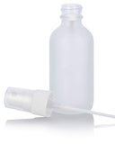 2 oz Frosted Clear Glass Boston Round White Fine Mist Spray Bottle (12 pack) + Funnel for essential oils, aromatherapy, food grade, bpa free
