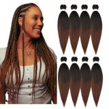 Pre-stretched Ombre Braiding Hair Extension Professional Crochet Braiding Hair 20 Inch 8 Packs Yaki Synthetic Crochet Twist Hair Natural Black to Brown (1B/30)