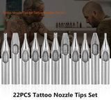 Tattoo Tips Kits, Tazay 22pcs Tattoo Tips stainless steel Set Assorted Round Diamond Flat/Magnum Tip RT DT FT Tattoo Tips Tubes for Tattoo Grip Tattoo Supplies