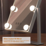 Hollywood Makeup Vanity Mirror with Lights, COSMIRROR Lighted Makeup Mirror with 9 Dimmable Bulbs and 3 Color Lighting Modes, Smart Touch Control, Plug in Light Up Mirror (White)